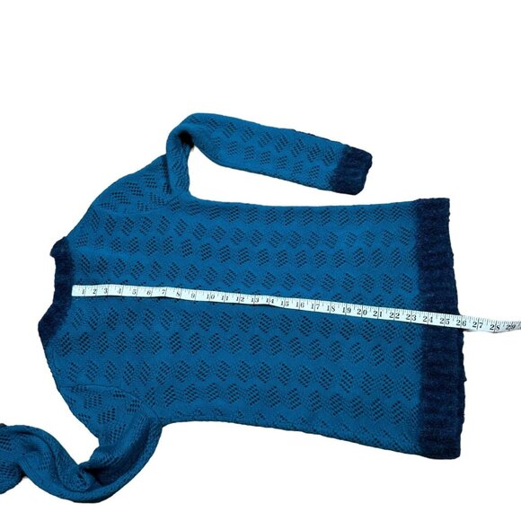 James Coviello for Anna Sui Wool Blend Sweater Cardigan in Teal Blue Women's P S - Picture 10 of 10